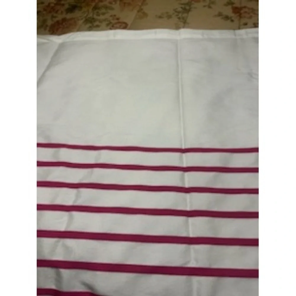 Kate Spade New York Pink White Striped Fabric Shower Curtain 72 x 72